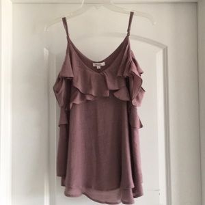 Cold shoulder ruffle Cami, mauve, Small, NWT